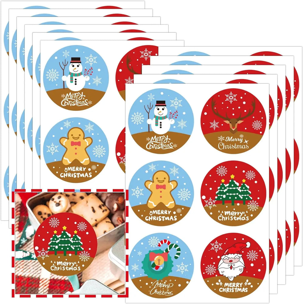 300 Pcs Merry Christmas Stickers 2Inch Tree Santa Clause Snowman Deer Gift Tag Sticker Christmas Gift Labels Holiday Present (Online Order Only)