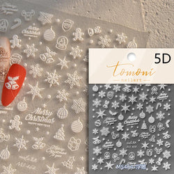 Hot Stamping Romantic White Gold Snowflakes Hexagon Winter 3D Self Adhesive Nail Art Stickers Shiny Rhinestone Manicure Decals (Online Order Only)