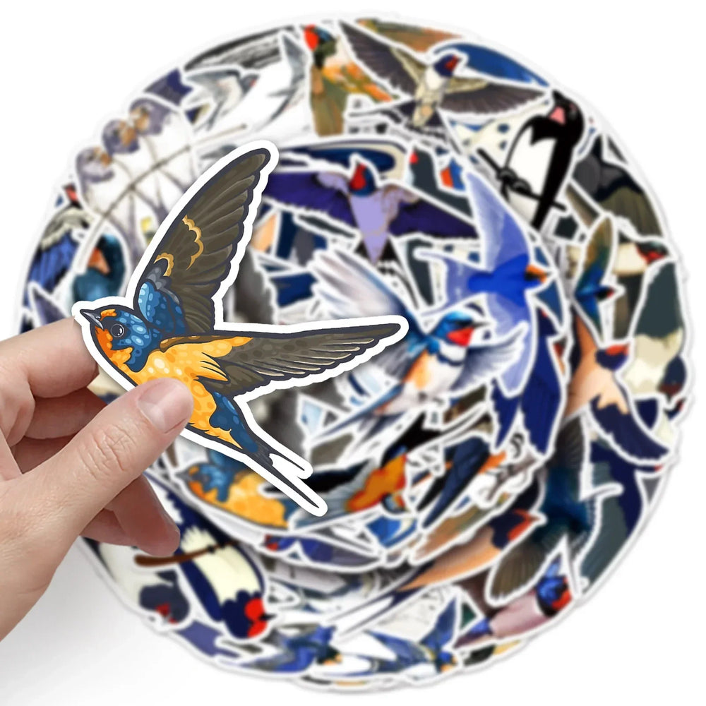 Swallow Cartoon Animal Stickers for Luggage, Laptop, Phone, Guitar, Car, Bike, Skateboard - 10/30/50PCS Decals Kids Toy (Online Order Only)