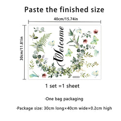 1PCS English Welcome Green Plants Vines Butterfly Door Stickers Bathroom Decoration Vinyl Home Decor Decals Waterproof Wallpaper (ONLINE ORDER ONLY)