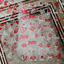 12 Sheets Valentines Nail Stickers Red Heart Nail Art Sticker Decal Solid Hollow Heart 3D Self-Adhesive Design Nail Art Supplies (ONLINE ORDER ONLY)