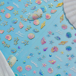 Beach Colourful Conch Dolphin Shell Starfish Jellyfish Star Summer Sea Wave Vacation Mode Water Bubble Nail Art Stickers Decals (Online Order Only)