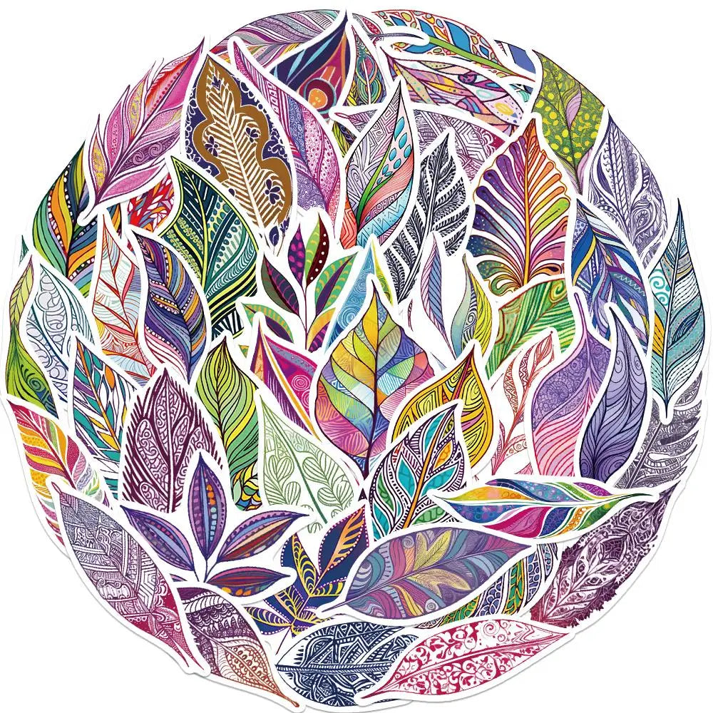 Colorful Enamel Leaf Waterproof Stickers for Luggage, Guitar, Laptop, Cup, Phone (Online Order Only)