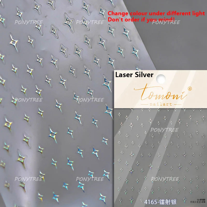 Star Moon Love Heart Curved Line Arc Dreamy Necklace Hanging in The Air Starry Night Adhesive Nail Art Stickers Manicure Decals (ONLINE ORDER ONLY)