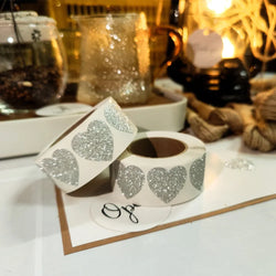 100-300pcs Diamond frosted shiny sticker heart shape labels for package wedding decoration thank you sticker stationery supply (ONLINE ORDER ONLY)