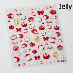 Shiny Attractive Apple Core Peel Cute Fruits Bowknot Tie Star Self Adhesive Nail Art Stickers Charming Rhinestone Manicure Decal (ONLINE ORDER ONLY)