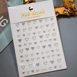 1Pc Red Pink White Heart Bow Nail Art Stickers with Glitter Sequins 5D Self Adhesive Nail Decorations Slider Decals DIY Manicure (ONLINE ORDER ONLY)