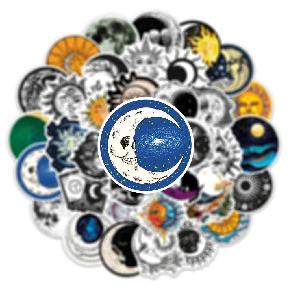 10/30/50PCS Cool Mysterious Moon Gothic Graffiti Stickers Art Aesthetic Decals Kid Toy Skateboard Motorcycle Laptop Car Sticker (ONLINE ORDER ONLY)