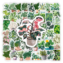 Cute Green Plant Stickers Leaf Pattern DIY Kids Toys Gift Decorative Decal for Scrapbook Journal Diary Laptop Luggage Waterproof (ONLINE ORDER ONLY)