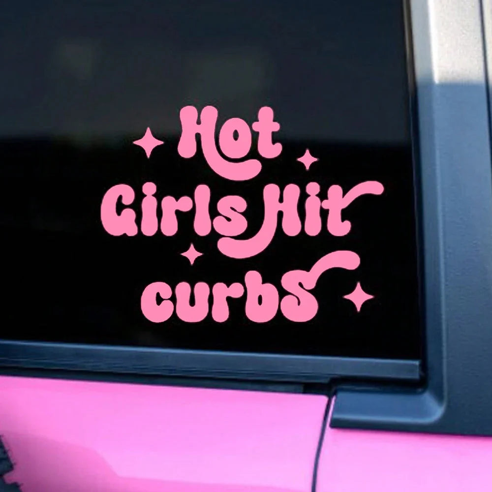 Hot Girls Hit Curbs Humor Car Sticker for Rear Windshield Window Decoration External Accessories Waterproof Vinyl Decals (ONLINE ORDER ONLY)