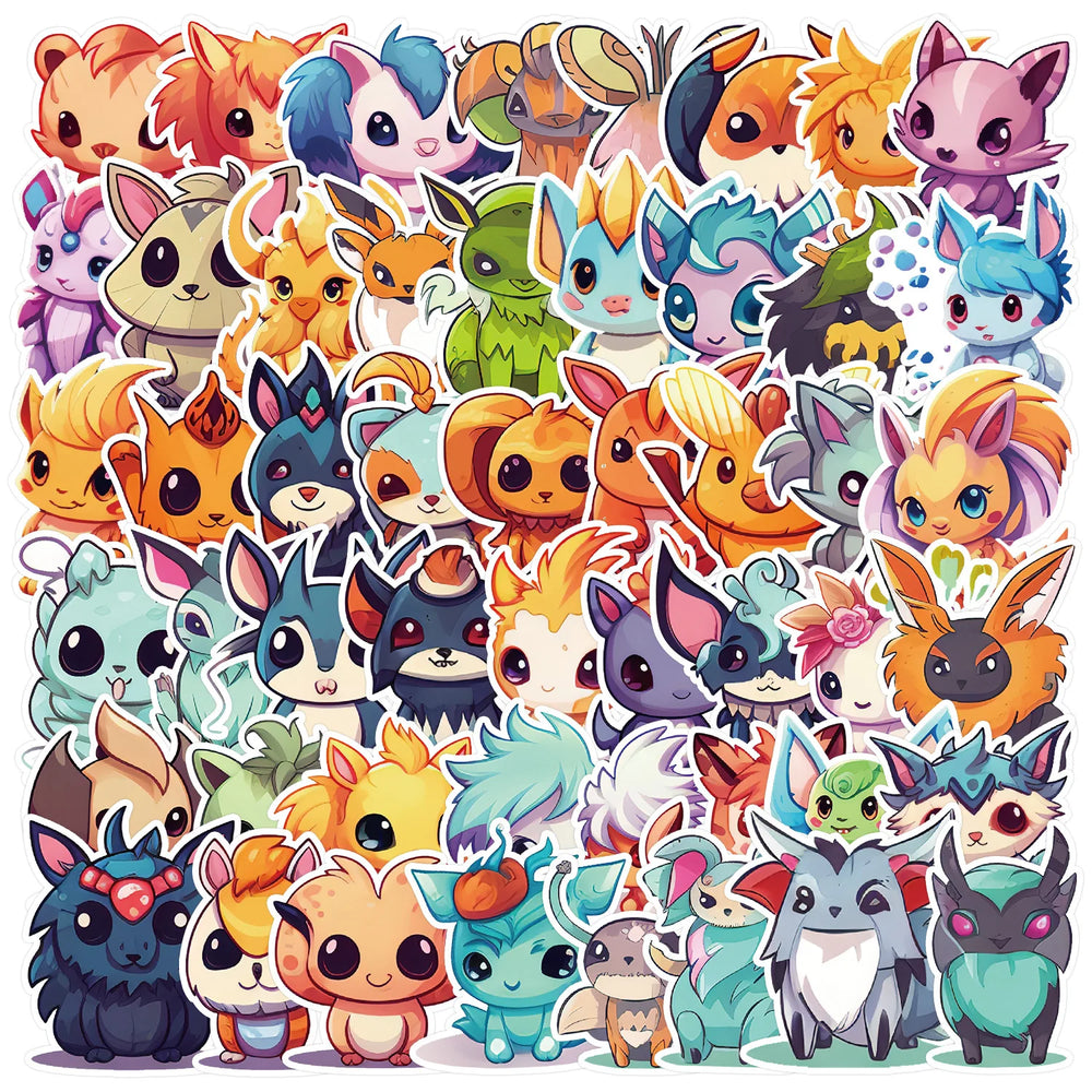 50Pcs Cartoon Fantasy Creature Stickers for Helmet, Wall, DIY Decor (Online Order Only)