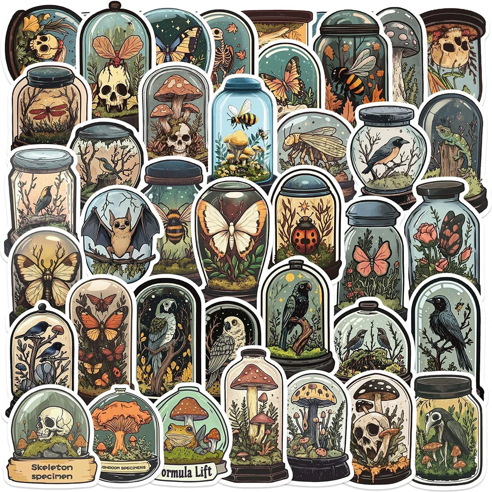 Vintage Animal Specimen Stickers Decals Waterproof for Skateboard Laptop Phone Luggage Kids Toys (ONLINE ORDER ONLY)