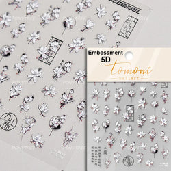 Peony Paeonia Lactiflora Rich Glory Flower Butterfly Ancient Fan Tassels Caved Window Adhesive Nail Art Sticker Manicure Decals (ONLINE ORDER ONLY)