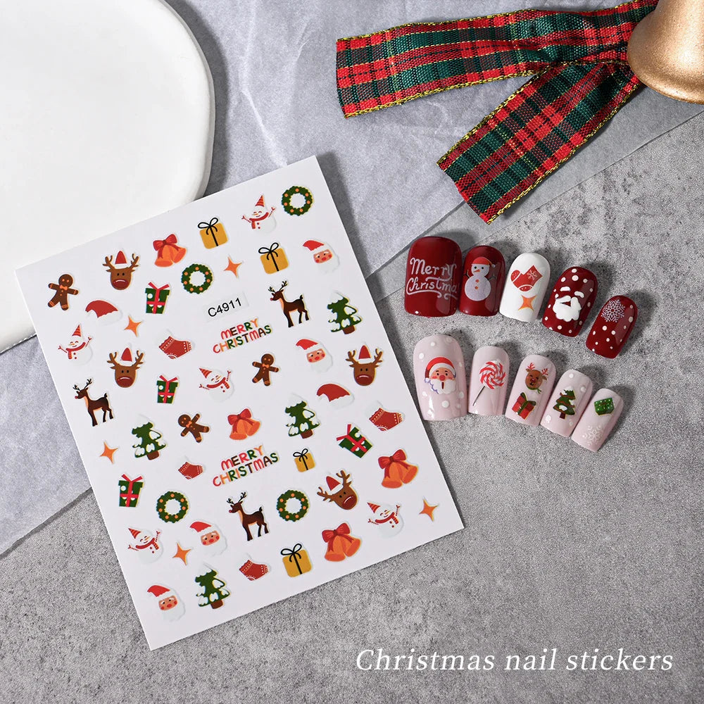 Merry Christmas Penguin Nail Art Sticker 3D Slider Deer Santa Claus Decal New Year Nail Decorations Sticker Manicure Accessories (ONLINE ORDER ONLY)