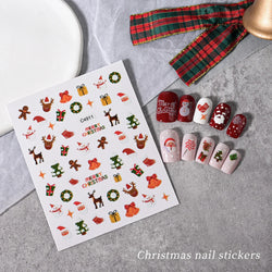 Merry Christmas Penguin Nail Art Sticker 3D Slider Deer Santa Claus Decal New Year Nail Decorations Sticker Manicure Accessories (ONLINE ORDER ONLY)