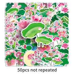 10/30/50PCS Lotus Cartoon Stickers Lotus Leaf Sticker DIY Luggage Laptop Phone Car Bike Graffiti  Skateboard Plant Decals Toy (ONLINE ORDER ONLY)
