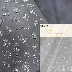 Dreamy Charming Shiny Beautiful Black White Butterfly Flower Love Heart Bowknot 5D Self Adhesive Nail Art Sticker Manicure Decal (ONLINE ORDER ONLY)