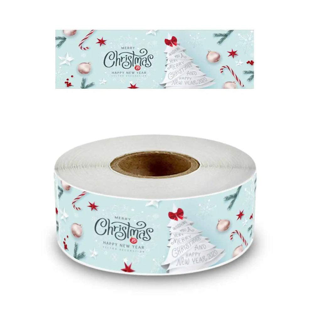 120pcs/roll Rectangle Merry Christmas Sticker Holiday Party Gift Decoration Sealed Envelope Stickers Happy New Year Baking Label (ONLINE ORDER ONLY)