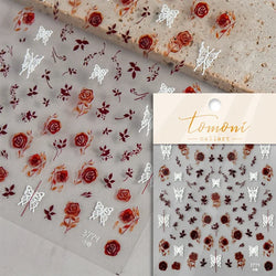 Romantic Candle Holder Lace Rambler Rose Pink Flower Bowknot Candlestick Ribbon Adhesive Nail Art Stickers Shiny Manicure Decals (ONLINE ORDER ONLY)