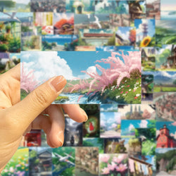 10/30/60PCS Cartoon Anime Landscape Stickers Aesthetic Decoration DIY Waterproof Motorcycle Phone Travel Bike Toys Kids Sticker (ONLINE ORDER ONLY)