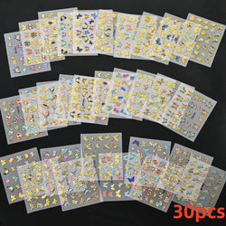 30Pcs/Set Red Golden 3D Nail Art Sticker Hot Stamping Hollow Decals Mixed Designs Adhesive Flower Nail Tips Letter Butterfly Set (Online Order Only)