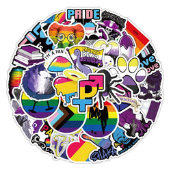 50Pcs/Set LGBTQ+ Rainbow Waterproof Removable Pvc Stickers for Wall Car Bike Laptop Scrapbook Sticker (Online Order Only)