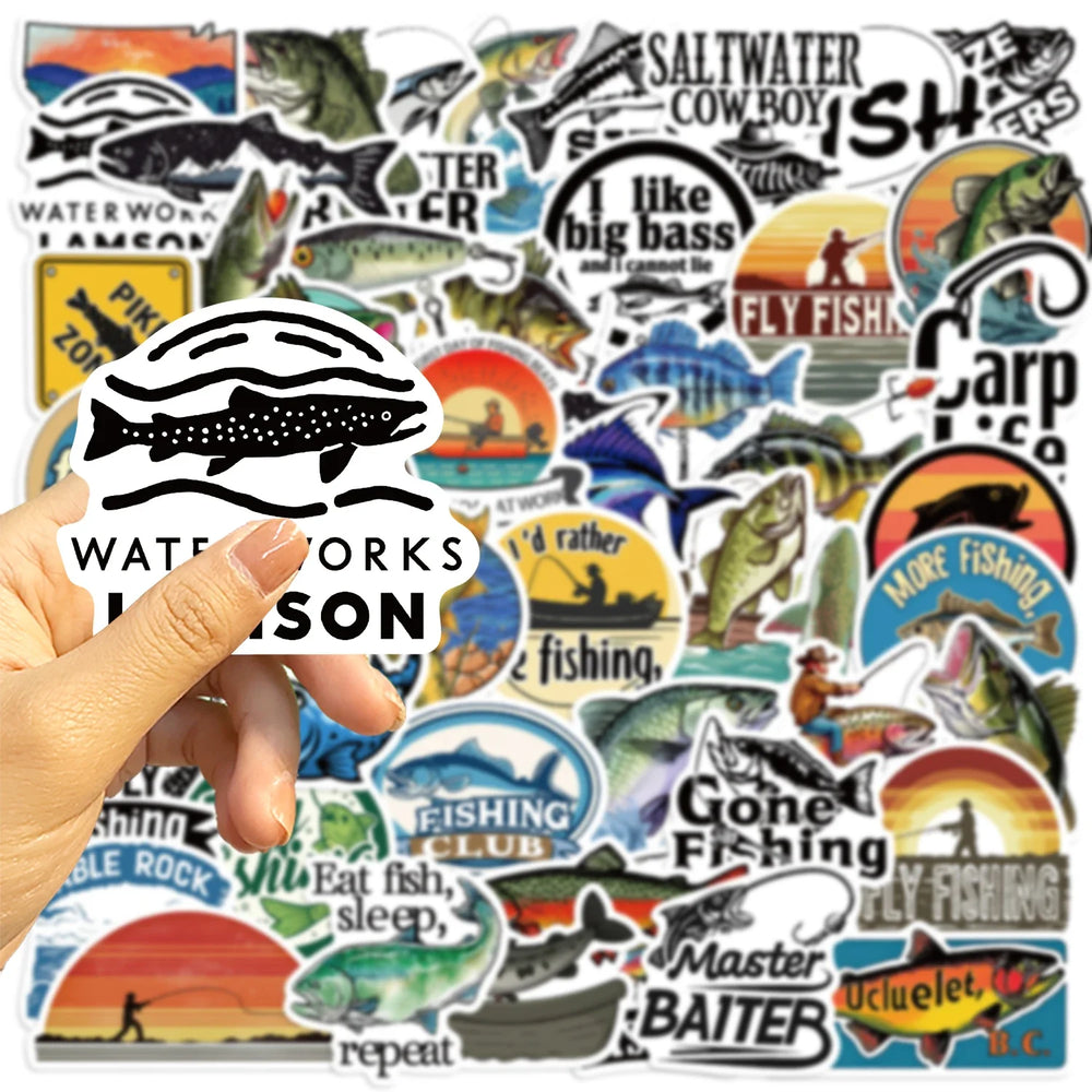 50PCS Cute Fish Animals Graffiti Stickers Skateboard Phone Laptop Waterproof Cool Cartoon DIY Sticker Decals Toy (Online Order Only)