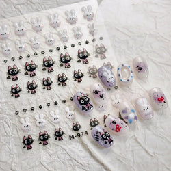 Black Cat Kitten Rabbit Cat's Paw Bowknot Tie Bunny Animals Love Heart Jelly Adhesive Nail Art Stickers Manicure Decal Wholesale (ONLINE ORDER ONLY)