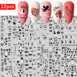 12PCS French Tassel Crescent Moon Arc Self Adhesive Nail Art Sticker 3D French Kiss Crescent Nail Stickers Lines Manicure Decals (ONLINE ORDER ONLY)