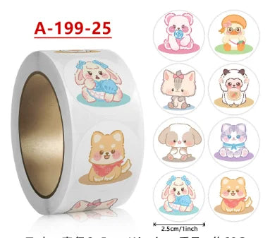 500Pcs Children's Cartoon Animal Stickers Baby Stickers Kindergarten Inspirational Little Red Flower Reward Roll Stickers (ONLINE ORDER ONLY)