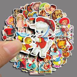 Retro Showa Style Animal Cartoon Stickers for Phone Laptop Luggage Skateboard - 10/30/50PCS (ONLINE ORDER ONLY)