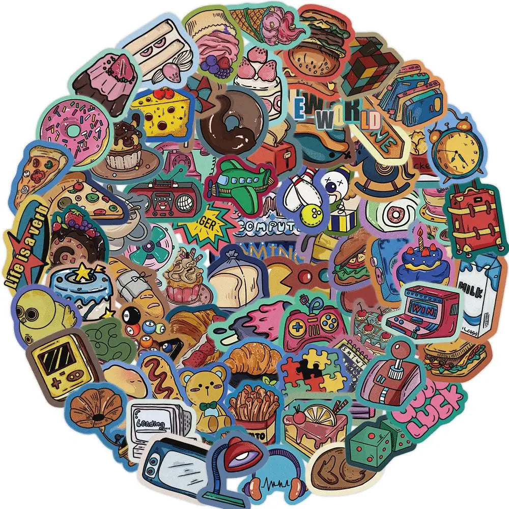 10/40/80pcs American Retro Carnival Stickers Decals Cartoon Graffiti DIY  Notebook Luggage Wall Decoration PVC Sticker (Online Order Only)