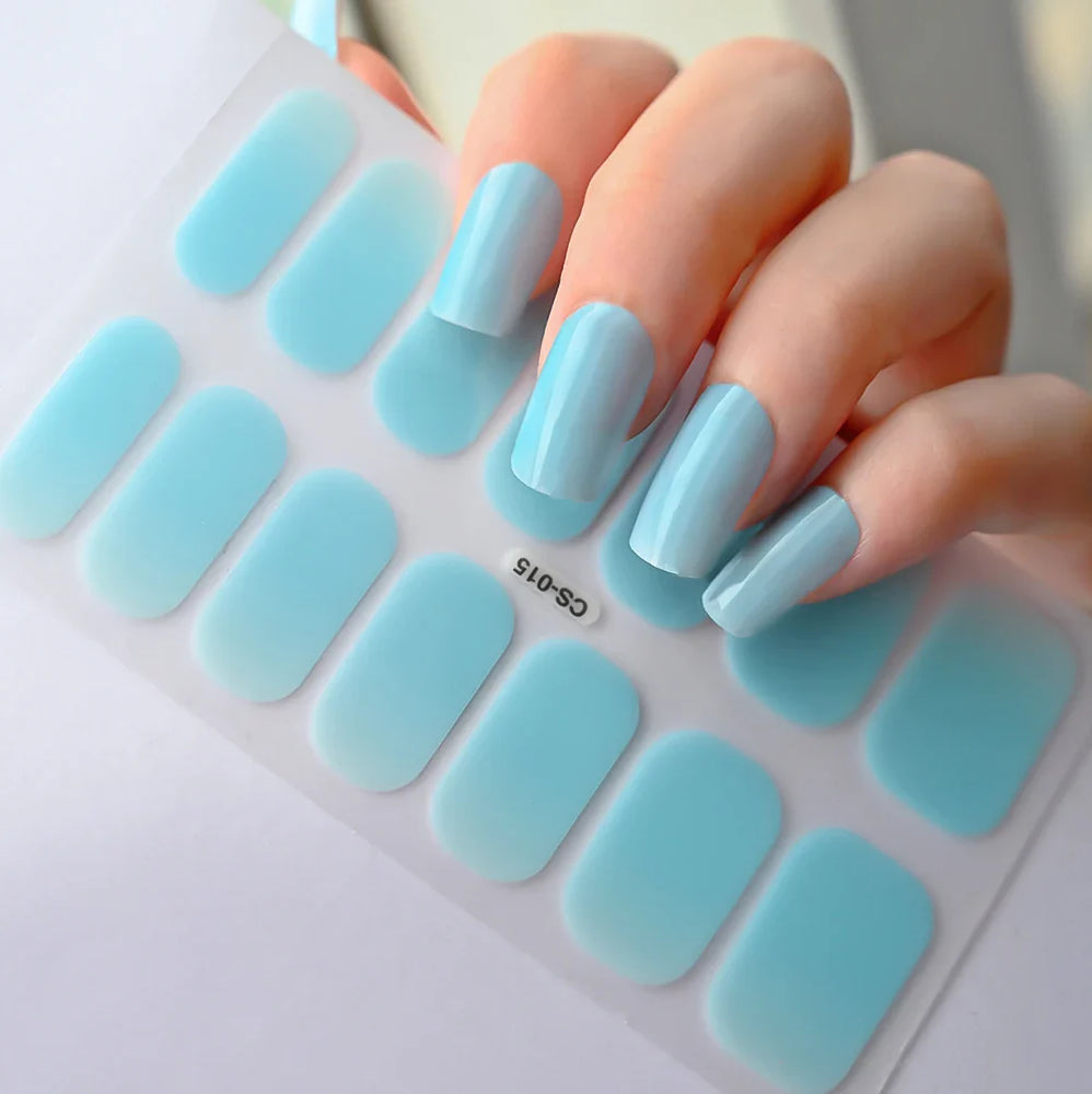 14Tips Solid Color Stickers Nail Art Supplies European & American Simple Decals Oil Film Decals Press on Nails Stickers Designer (ONLINE ORDER ONLY)