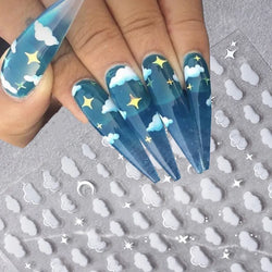 1pc 3D Cloud Moon Design Nail Art Stickers Ultra Thin Self Adhesive Nail Art Decals White Clouds Nail Art Decoration Supplies *N (Online Order Only)