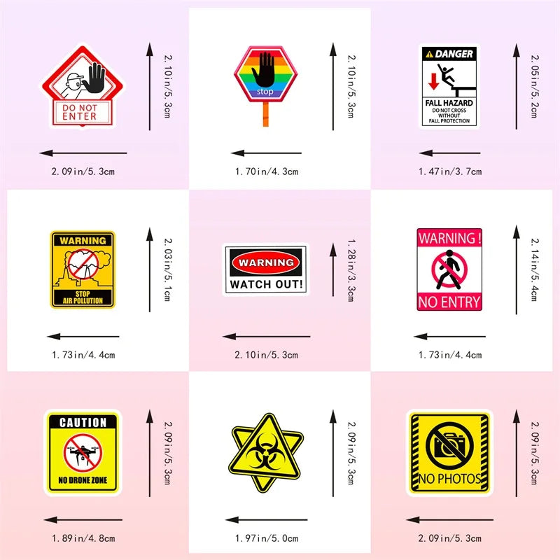10/30/50PCS Warning Slogans PVC Sticker Aesthetic DIY Children's Decoration Scrapbooking Stationery School Supplies for Kids (ONLINE ORDER ONLY)