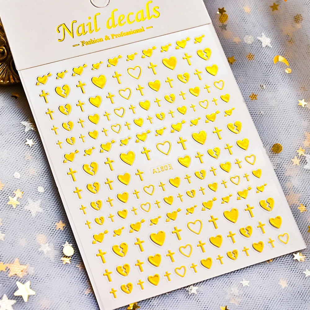 1PC Heart Love Design 3D Nail Art Sticker English Letter Self-Adhesive Slider Valentine's Day DIY Manicure Tips Accessories Tool (ONLINE ORDER ONLY)