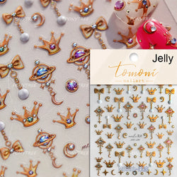 Retro Glass Geometry Glaze Rectangle Round Rose Camellia Adhesive Nail Art Stickers Frame Gemstone Charm Noble Manicure Decals (ONLINE ORDER ONLY)