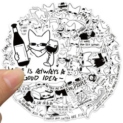 50pcs Funny Cartoon Animal Cat Meme Stickers For Water Bottle Laptop Luggage Notebook Bicycle Waterproof Vinyl Car Decals (ONLINE ORDER ONLY)