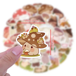 10/30/60pcs Retro Cute Mushroom Cartoon Stickers Decals Laptop Suitcase Phone Guitar Scrapbook Decoration Sticker for Kids Toys (ONLINE ORDER ONLY)