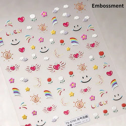 Colored Crystal Star Love Heart Shiny Silver Hollowed Smudging Rainbow Flower Jelly Embossed Nail Art Stickers Manicure Decals (ONLINE ORDER ONLY)