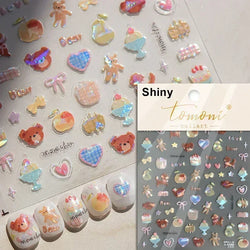 Lovely Dog Puppy Dream Heart Flower Star Pizza Food Sugar Skewers Strawberry Desserts Adhesive Nail Art Stickers Manicure Decals (Online Order Only)