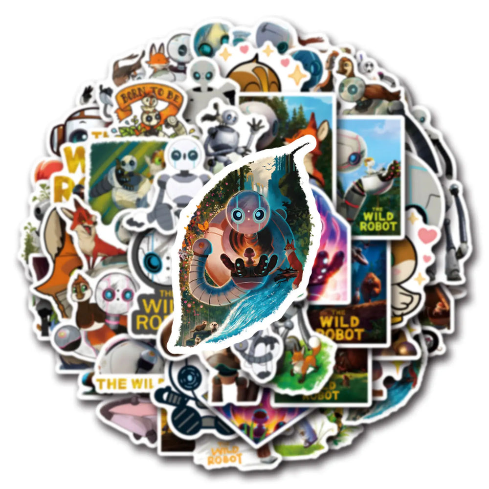 10/30/50PCS The Wild Robot Movie Stickers Funny Adventure Cartoon Sticker Kids Toys Luggage Laptop Phone Guitar Car Bike Decals (Online Order Only)