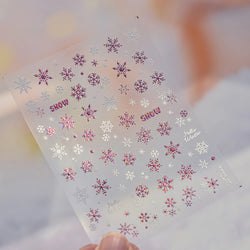 Shiny Snow Delicate Gold Pink Silver White Romantic Winter Self Adhesive Nail Art Stickers Snowflake Rhinestone Manicure Decals (ONLINE ORDER ONLY)