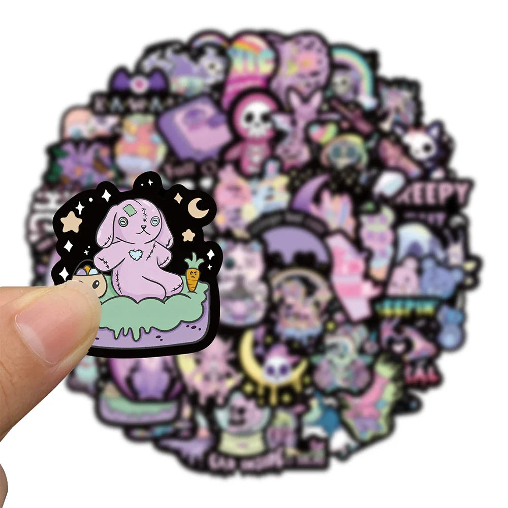 10/30/56PCS Cute Cartoon Halloween Gothic Horror Stickers Decals Skull Decals Decoration For Suitcase Notebook Laptop Fridge Car (ONLINE ORDER ONLY)