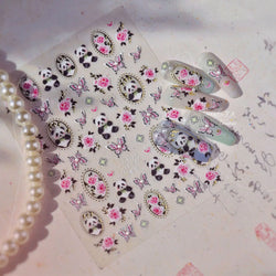 1pcs 5D Exquisite Kawaii Wisteria Flower Nail Art Stickers Purple Flower Bow Nail Decoration Slider Decal Adhesive Transfer Part (Online Order Only)