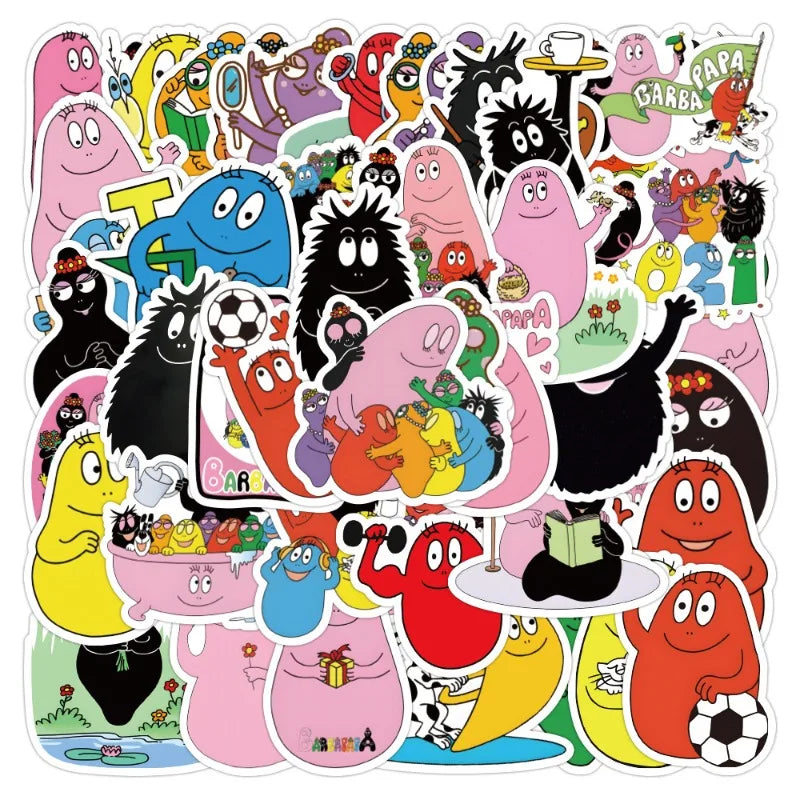 50pcs Barbapapa Stickers for Laptop, Phone, Car, Scooter, Water Bottle, Suitcase, Refrigerator, Stationery (Online Order Only)