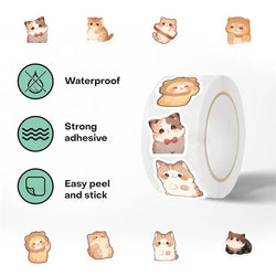 500PCS Cute Fat Cat Sticky Paper Labels Thank You Sticker Sealing Decoration Scrapbooking Stationery Hand Accounting Supplies (ONLINE ORDER ONLY)