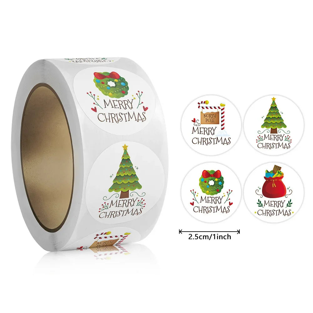 500 Pcs/Roll Merry Christmas Santa Claus Sticker Gift Decoration Sealing Stickers Children's Reward Sticker (ONLINE ORDER ONLY)
