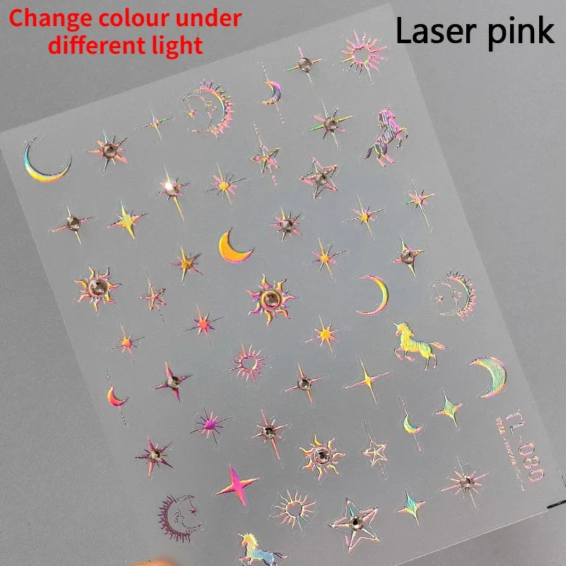 Dreamy Moon Star Cloud Butterfly Starrylight Rhinestone 5D Soft Embossed Relief Nail Art Sticker 3D Decal Decoration Manicure (ONLINE ORDER ONLY)