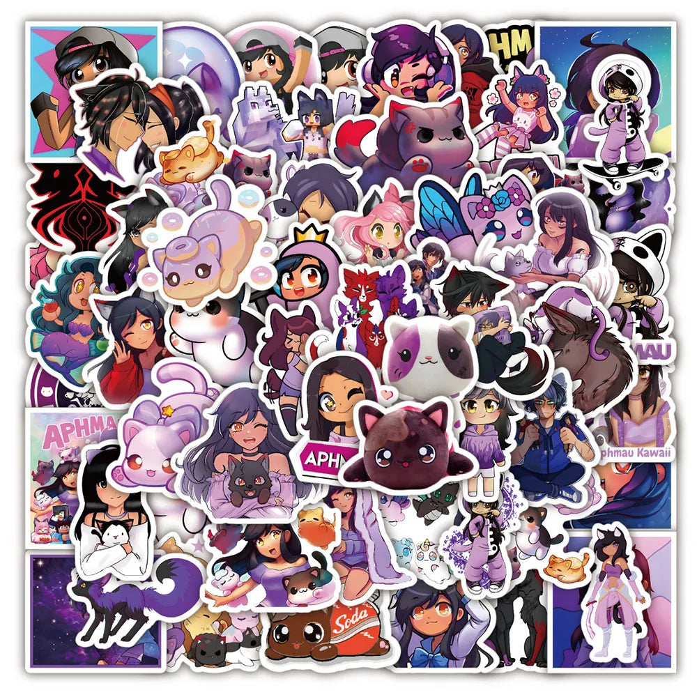 Aphmau Cute Game Stickers for Kids - 10/30/60PCS DIY Laptop, Phone, Motorcycle, Luggage Decals (ONLINE ORDER ONLY)